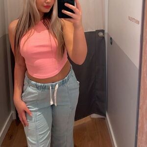 Aerie Light Blue Denim-Style Waistband